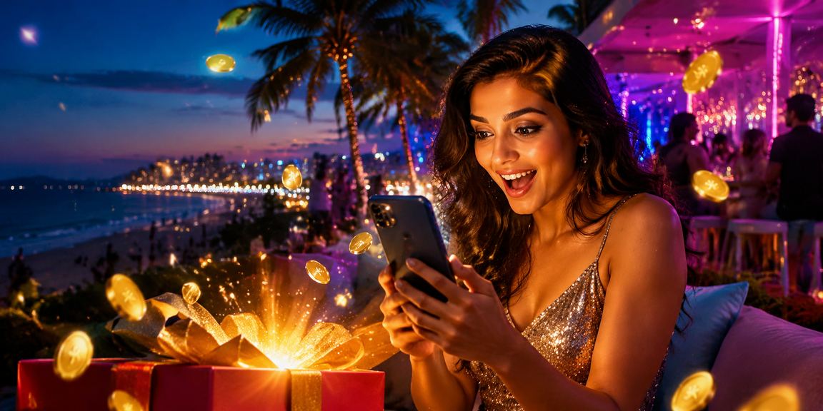 A young player enjoying mobile casino games near Goa beach