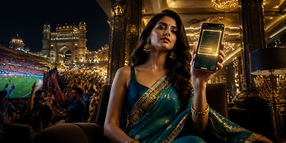 Indian woman registering a casino app on mobile phone